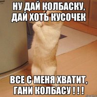 ну дай колбаску, дай хоть кусочек все с меня хватит, гани колбасу ! ! !