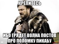 крепитесь ибо грядет волна постов про поломку пикабу