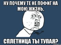 ну почему те не пофиг на мою жизнь, сплетница ты тупая?