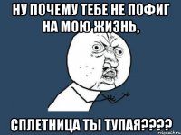 ну почему тебе не пофиг на мою жизнь, сплетница ты тупая???