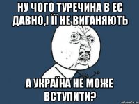 ну чого туречина в ес давно,і її не виганяють а україна не може вступити?