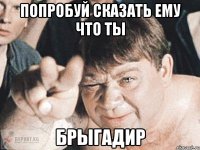 попробуй сказать ему что ты брыгадир