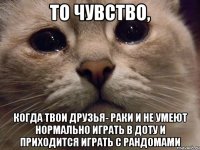 то чувство, когда твои друзья- раки и не умеют нормально играть в доту и приходится играть с рандомами