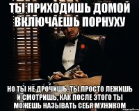 ты приходишь домой включаешь порнуху но ты не дрочишь, ты просто лежишь и смотришь, как после этого ты можешь называть себя мужиком