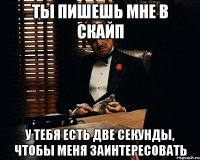 ты пишешь мне в скайп у тебя есть две секунды, чтобы меня заинтересовать