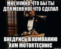 мне нужно что бы ты для меня кое что сделал внедрись в компанию avm motortechnic