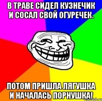 в траве сидел кузнечик и сосал свой огуречек. потом пришла лягушка и началась порнушка!