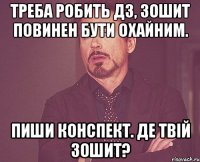 треба робить дз, зошит повинен бути охайним. пиши конспект. де твій зошит?