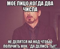 мое лицо,когда два числа не делятся на нод,чтобы получить нок. "да делись ты!"