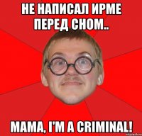 не написал ирме перед сном.. mama, i'm a criminal!