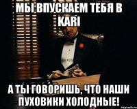 мы впускаем тебя в kari а ты говоришь, что наши пуховики холодные!