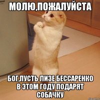 молю,пожалуйста бог,пусть лизе бессаренко в этом году подарят собачку