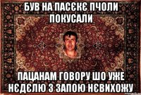 був на пасєкє пчоли покусали пацанам говору шо уже нєдєлю з запою нєвихожу