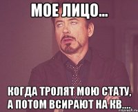 мое лицо... когда тролят мою стату, а потом всирают на кв....