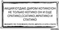 Акция!Отдаю даром КОТико!Он не только КОТико он и еще сратико,ссатико,жратико и спатико Звоните по телефону;Срато-жрато-ссато-спато