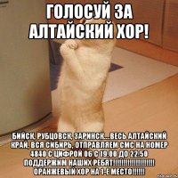 Голосуй за Алтайский хор! Бийск, Рубцовск, Заринск....весь Алтайский край, вся Сибирь, отправляем смс на номер 4840 с цифрой 06 с 19.00 до 22.50 Поддержим наших ребят!!!!!!!!!!!!!!!!!!!! Оранжевый хор на 1-е место!!!!!!