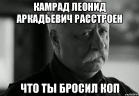 КАМРАД ЛЕОНИД АРКАДЬЕВИЧ РАССТРОЕН что ты бросил коп