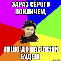 зараз сёрого покличем, якшо до нас лізти будеш.