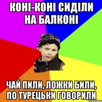 коні-коні сиділи на балконі чай пили, ложки били, по турецьки говорили