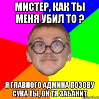 Мистер, как ты меня убил то ? Я главного админа позову сука ты, он тя забанит