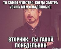 то самое чувство, когда завтра увижу мем с надписью: вторник - ты такой понедельник