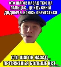 сто шагов назад тіхо на пальцах... Це йду синій додому я, боюсь обригаться сто шагов назад... прітяженья больше нєт...