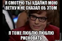 я смотрю ты удалил мою ветку и не сказал об этом я тоже люблю люблю рисковать