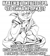 надежду питаете зря, что зима не придет скоро уже будет она. незамерзайка и аккумуляторы в помощь вам у tranzit-shop