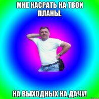 Мне насрать на твои планы. На выходных на дачу!