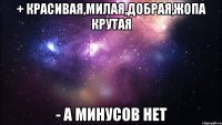 + Красивая,милая,добрая,жопа крутая - а минусов нет