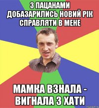 з пацанами добазарились новий рік справляти в мене мамка взнала - вигнала з хати