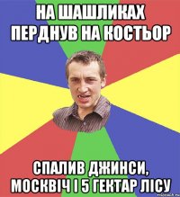 на шашликах перднув на костьор спалив джинси, москвіч і 5 гектар лісу