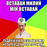 Вставай милий мій вставай Ледач їбуча в тебе анатомія хоть перед парою прочитай