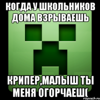 когда у школьников дома взрываешь Крипер,малыш ты меня огорчаеш(