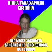 нінка така хароша хазяйка шо може заколоть заколкой не токо волоси, но і свиню