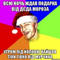 всю ночь ждав подарка від дєда мороза утром під йолкою найшов тіки гівно від мурчика