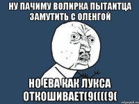 НУ ПАЧИМУ ВОЛИРКА ПЫТАИТЦА ЗАМУТИТЬ С ОЛЕНГОЙ НО ЕВА КАК ЛУКСА ОТКОШИВАЕТ(9((((9(