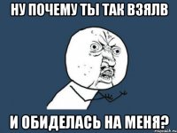 НУ ПОЧЕМУ ТЫ ТАК ВЗЯЛВ И ОБИДЕЛАСЬ НА МЕНЯ?