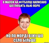 в малой на футболцi написано шо любить нью-йорк но по мордi вiжу шо село бiльше