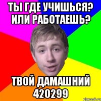 ты где учишься? или работаешь? твой дамашний 420299