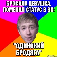 Бросила девушка, поменял статус в вк: "одинокий бродяга"