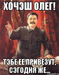 Хочэш Олег! Тэбе ее привезут, сэгодня же...