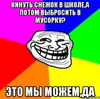 Кинуть снежок в школе,а потом выбросить в мусорку? Это мы можем,да