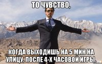 То чувство, когда выходишь на 5 мин на улицу, после 4-х часовой игры.