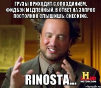 Грузы приходят с опозданием, фидбэк медленный, в ответ на запрос постоянно слышишь: Checking. Rinosta...