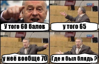 У того 60 балов у того 65 у неё вообще 70 Где я был блядь ?