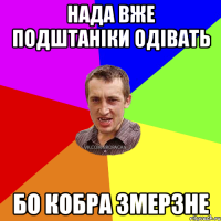 НАДА ВЖЕ ПОДШТАНІКИ ОДІВАТЬ БО КОБРА ЗМЕРЗНЕ