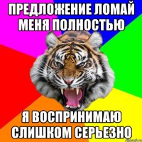 предложение ломай меня полностью я воспринимаю слишком серьезно