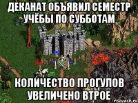 деканат объявил семестр учёбы по субботам количество прогулов увеличено втрое