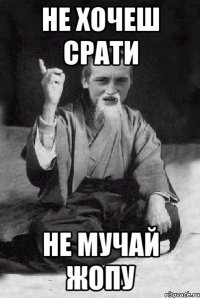 НЕ ХОЧЕШ СРАТИ НЕ МУЧАЙ ЖОПУ